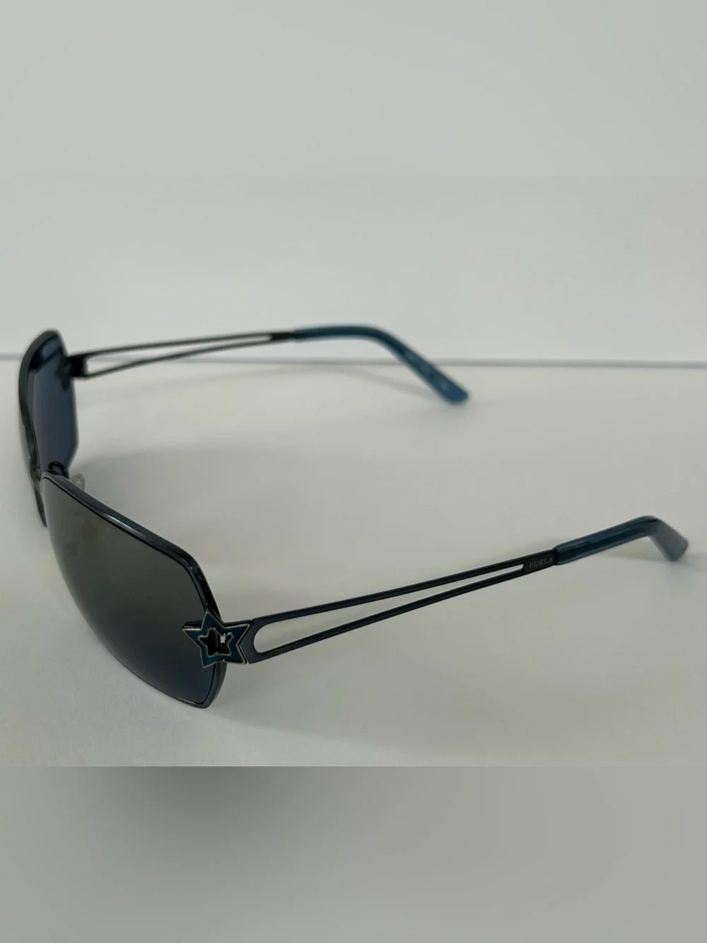 Furla Women's Sunglasses with Dark Blue/Gold Mirror Lenses